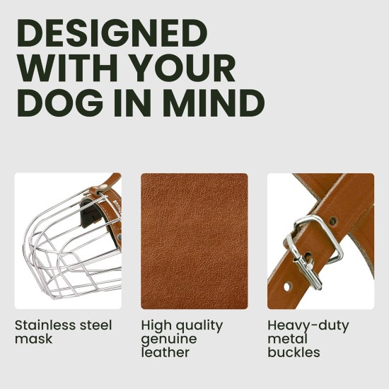 BRONZEDOG Pitbull Dog Muzzle Breathable Metal Basket for Large Dogs Amstaff Staffordshire Terrier Biting Chewing Barking (Grey) BRONZEDOG Pitbull Dog Muzzle Breathable Metal Basket for Large Dogs Amstaff Staffordshire Terrier Biting Chewing Barking (Grey)