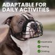BRONZEDOG Pitbull Dog Muzzle Breathable Metal Basket for Large Dogs, Amstaff Staffordshire Terrier, Bite, Chew, Barking Nylon (Black, One Size) BRONZEDOG Pitbull Dog Muzzle Breathable Metal Basket for Large Dogs, Amstaff Staffordshire Terrier, Bite, Chew, Barking Nylon (Black, One Size)