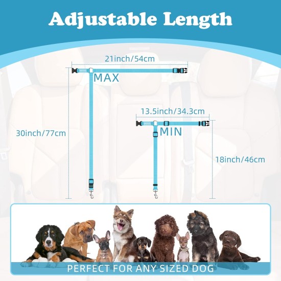 BWOGUE 2 Pcs Pet Dog Cat Seat Belt Headrest Seat Belt Adjustable Nylon Fabric BWOGUE 2 Pcs Pet Dog Cat Seat Belt Headrest Seat Belt Adjustable Nylon Fabric