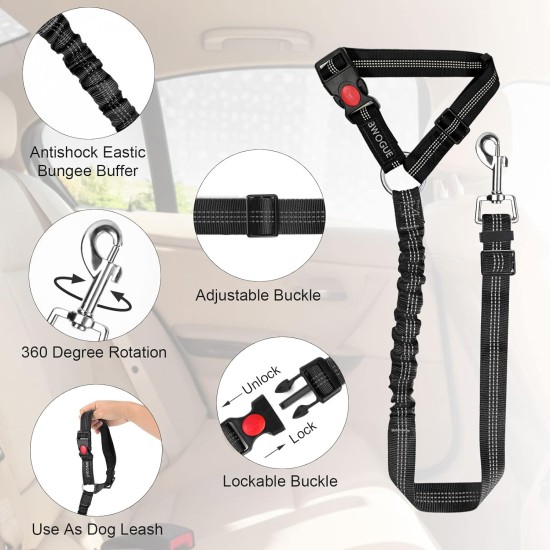 BWOGUE 2 Pcs Pet Dog Cat Seat Belt Headrest Seat Belt Adjustable Nylon Fabric BWOGUE 2 Pcs Pet Dog Cat Seat Belt Headrest Seat Belt Adjustable Nylon Fabric