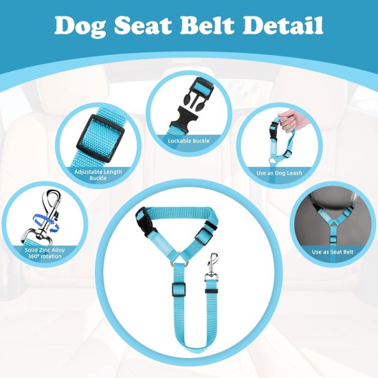 BWOGUE 2 Pcs Pet Dog Cat Seat Belt Headrest Seat Belt Adjustable Nylon Fabric BWOGUE 2 Pcs Pet Dog Cat Seat Belt Headrest Seat Belt Adjustable Nylon Fabric