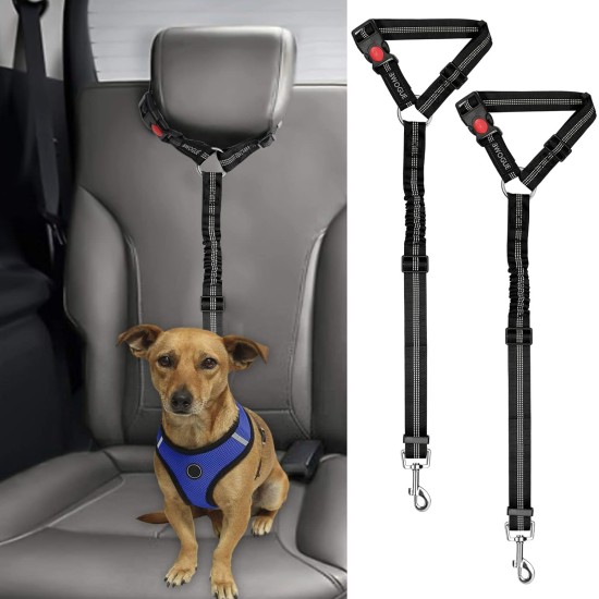 BWOGUE 2 Pcs Pet Dog Cat Seat Belt Headrest Seat Belt Adjustable Nylon Fabric BWOGUE 2 Pcs Pet Dog Cat Seat Belt Headrest Seat Belt Adjustable Nylon Fabric
