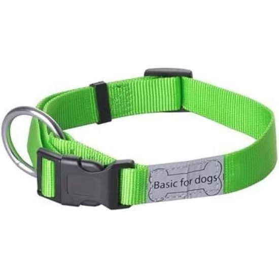 Basic Line Nylon Collar Green Adjustable Length 39/60 cm x Width 20 mm for Dogs Basic Line Nylon Collar Green Adjustable Length 39/60 cm x Width 20 mm for Dogs