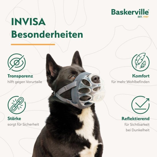 Baskerville INVISA Muzzle - Patented Dog-friendly Design, Dogs Can Pant/Drink, Adjustable, Padded, Muzzle for Small Dogs, Prevents Biting and Browsing (Size 2) Baskerville INVISA Muzzle - Patented Dog-friendly Design, Dogs Can Pant/Drink, Adjustable, Padded, Muzzle for Small Dogs, Prevents Biting and Browsing (Size 2)