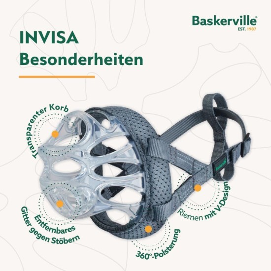 Baskerville INVISA Muzzle - Patented Dog-friendly Design, Dogs Can Pant/Drink, Adjustable, Padded, Muzzle for Small Dogs, Prevents Biting and Browsing (Size 2) Baskerville INVISA Muzzle - Patented Dog-friendly Design, Dogs Can Pant/Drink, Adjustable, Padded, Muzzle for Small Dogs, Prevents Biting and Browsing (Size 2)