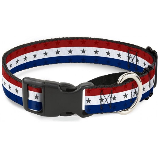 Buckle-Down Americana Star Martingale Striped Dog Collar 1" Wide Fits 15" - 26" Neck - Red/White/Blue Buckle-Down Americana Star Martingale Striped Dog Collar 1" Wide Fits 15" - 26" Neck - Red/White/Blue