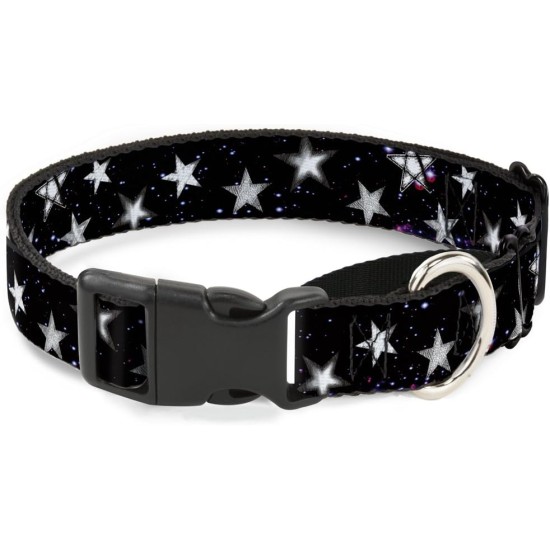 Buckle Down Glowing Stars in Space Black/Purple/Purple/White Martingale Dog Collar, 1.5" Wide-fits 16-23" Neck Medium
