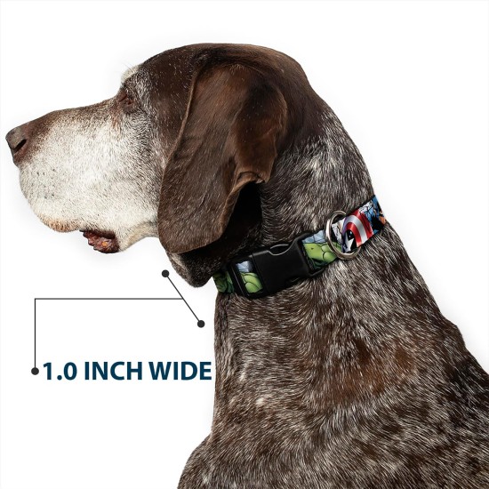 Buckle-Down Marvel Avengers Plastic Collar Band 4 Superhero Floats Close-Up 1" Wide Fits 15-26" Neck Large Buckle-Down Marvel Avengers Plastic Collar Band 4 Superhero Floats Close-Up 1" Wide Fits 15-26" Neck Large