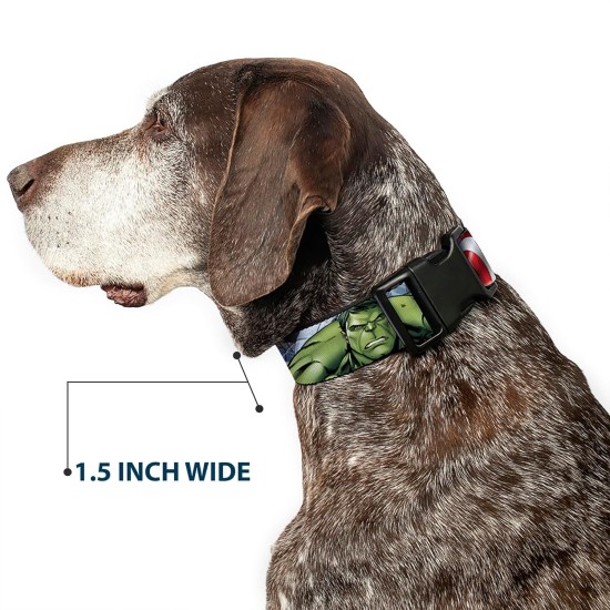 Buckle-Down Marvel Avengers Plastic Collar Band 4 Superhero Floats Close-Up 1" Wide Fits 15-26" Neck Large Buckle-Down Marvel Avengers Plastic Collar Band 4 Superhero Floats Close-Up 1" Wide Fits 15-26" Neck Large