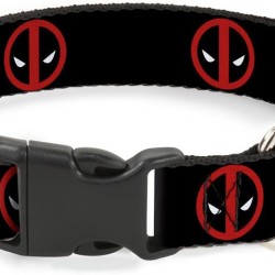 Buckle Down Marvel Universe Deadpool Logo Black/Red/White Plastic Clip Collar, Narrow Small/6-9 Buckle Down Marvel Universe Deadpool Logo Black/Red/White Plastic Clip Collar, Narrow Small/6-9