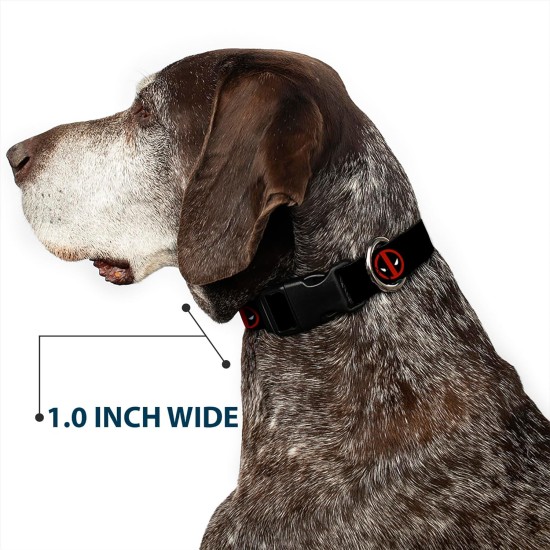 Buckle Down Marvel Universe Deadpool Logo Black/Red/White Plastic Clip Collar, Narrow Small/6-9 Buckle Down Marvel Universe Deadpool Logo Black/Red/White Plastic Clip Collar, Narrow Small/6-9