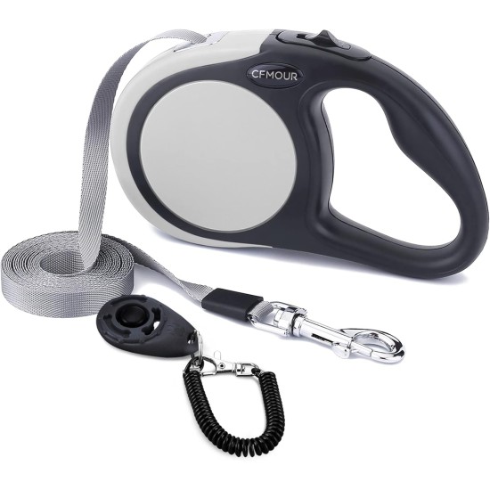 CFMOUR Retractable Dog Leash, 5M/50KG, Orange, Heavy Duty Extendable for Medium to Large Dogs; Strong Nylon Strap, One Button Brake and Latch, Bonus Training Clicker CFMOUR Retractable Dog Leash, 5M/50KG, Orange, Heavy Duty Extendable for Medium to Large Dogs; Strong Nylon Strap, One Button Brake and Latch, Bonus Training Clicker