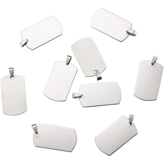 Cheriswelry Blank Stamping Dog Tag Pendant Stainless Steel Personalised Engraving Name Charm Pet ID Name Charms for Necklace Jewellery Cheriswelry Blank Stamping Dog Tag Pendant Stainless Steel Personalised Engraving Name Charm Pet ID Name Charms for Necklace Jewellery