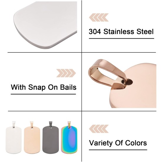 Cheriswelry Blank Stamping Dog Tag Pendant Stainless Steel Personalised Engraving Name Charm Pet ID Name Charms for Necklace Jewellery Cheriswelry Blank Stamping Dog Tag Pendant Stainless Steel Personalised Engraving Name Charm Pet ID Name Charms for Necklace Jewellery
