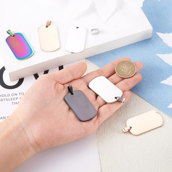 Cheriswelry Blank Stamping Dog Tag Pendant Stainless Steel Personalised Engraving Name Charm Pet ID Name Charms for Necklace Jewellery Cheriswelry Blank Stamping Dog Tag Pendant Stainless Steel Personalised Engraving Name Charm Pet ID Name Charms for Necklace Jewellery