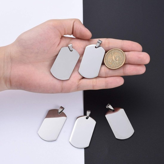 Cheriswelry Blank Stamping Dog Tag Pendant Stainless Steel Personalised Engraving Name Charm Pet ID Name Charms for Necklace Jewellery Cheriswelry Blank Stamping Dog Tag Pendant Stainless Steel Personalised Engraving Name Charm Pet ID Name Charms for Necklace Jewellery