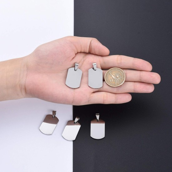 Cheriswelry Blank Stamping Dog Tag Pendant Stainless Steel Personalised Engraving Name Charm Pet ID Name Charms for Necklace Jewellery Cheriswelry Blank Stamping Dog Tag Pendant Stainless Steel Personalised Engraving Name Charm Pet ID Name Charms for Necklace Jewellery