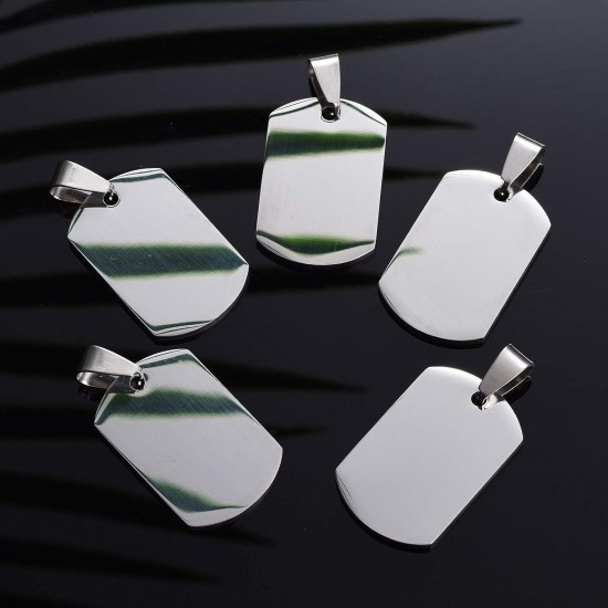 Cheriswelry Blank Stamping Dog Tag Pendant Stainless Steel Personalised Engraving Name Charm Pet ID Name Charms for Necklace Jewellery Cheriswelry Blank Stamping Dog Tag Pendant Stainless Steel Personalised Engraving Name Charm Pet ID Name Charms for Necklace Jewellery