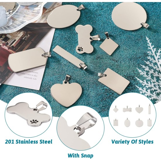 Cheriswelry Blank Stamping Dog Tag Pendant Stainless Steel Personalised Engraving Name Charm Pet ID Name Charms for Necklace Jewellery Cheriswelry Blank Stamping Dog Tag Pendant Stainless Steel Personalised Engraving Name Charm Pet ID Name Charms for Necklace Jewellery