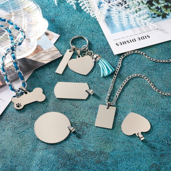 Cheriswelry Blank Stamping Dog Tag Pendant Stainless Steel Personalised Engraving Name Charm Pet ID Name Charms for Necklace Jewellery Cheriswelry Blank Stamping Dog Tag Pendant Stainless Steel Personalised Engraving Name Charm Pet ID Name Charms for Necklace Jewellery