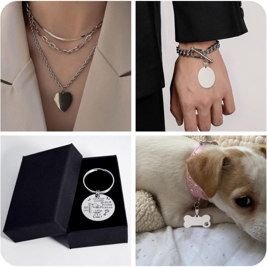 Cheriswelry Blank Stamping Dog Tag Pendant Stainless Steel Personalised Engraving Name Charm Pet ID Name Charms for Necklace Jewellery Cheriswelry Blank Stamping Dog Tag Pendant Stainless Steel Personalised Engraving Name Charm Pet ID Name Charms for Necklace Jewellery