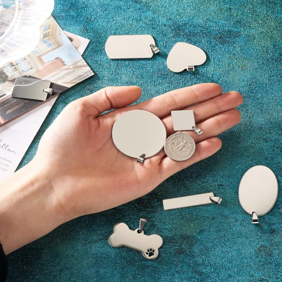 Cheriswelry Blank Stamping Dog Tag Pendant Stainless Steel Personalised Engraving Name Charm Pet ID Name Charms for Necklace Jewellery Cheriswelry Blank Stamping Dog Tag Pendant Stainless Steel Personalised Engraving Name Charm Pet ID Name Charms for Necklace Jewellery