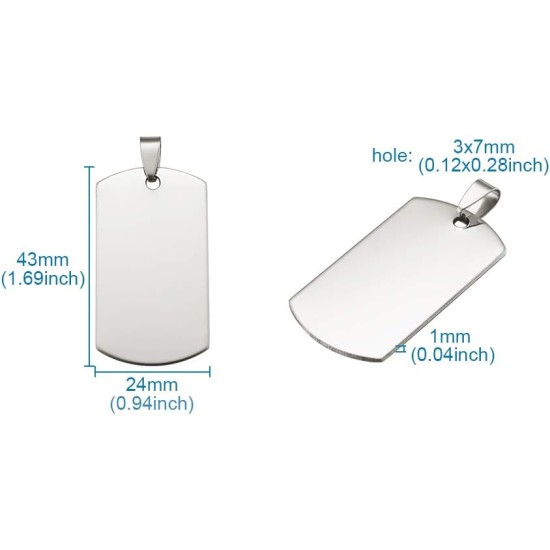 Cheriswelry Blank Stamping Dog Tag Pendant Stainless Steel Personalised Engraving Name Charm Pet ID Name Charms for Necklace Jewellery Cheriswelry Blank Stamping Dog Tag Pendant Stainless Steel Personalised Engraving Name Charm Pet ID Name Charms for Necklace Jewellery