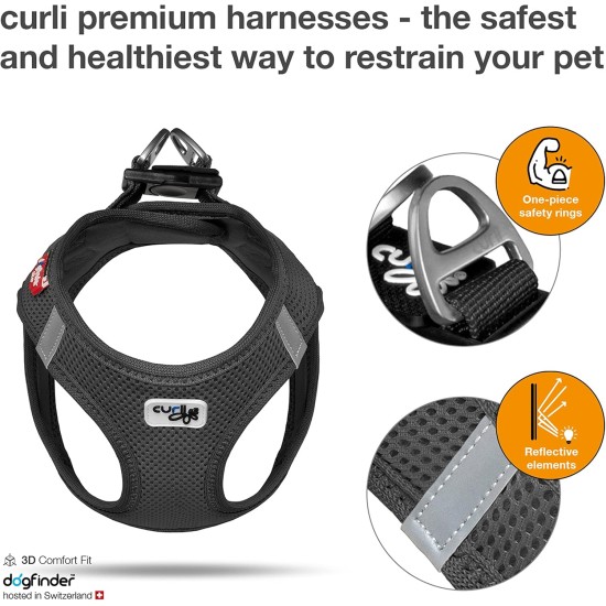 Classic Vest Harness Air Mesh with curli D-Ring Buckle, Black, L Classic Vest Harness Air Mesh with curli D-Ring Buckle, Black, L