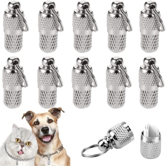 Collar Small Dog Tag, Pack of 10 Pet ID Tags, ID Tag Dog Tag, Pet ID Address Tag, Pet Pill Box, Waterproof Brass with Address Name Tag, for Dogs, Cats, Puppies (Silver) Collar Small Dog Tag, Pack of 10 Pet ID Tags, ID Tag Dog Tag, Pet ID Address Tag, Pet Pill Box, Waterproof Brass with Address Name Tag, for Dogs, Cats, Puppies (Silver)