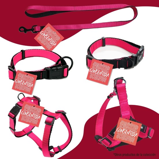 Consentida Basic Collar for Large Dogs T3 - Size L 33-50 x 2 cm - Fuchsia - Smooth and Durable Fabric - Integrated Regulator with Click Closure Consentida Basic Collar for Large Dogs T3 - Size L 33-50 x 2 cm - Fuchsia - Smooth and Durable Fabric - Integrated Regulator with Click Closure