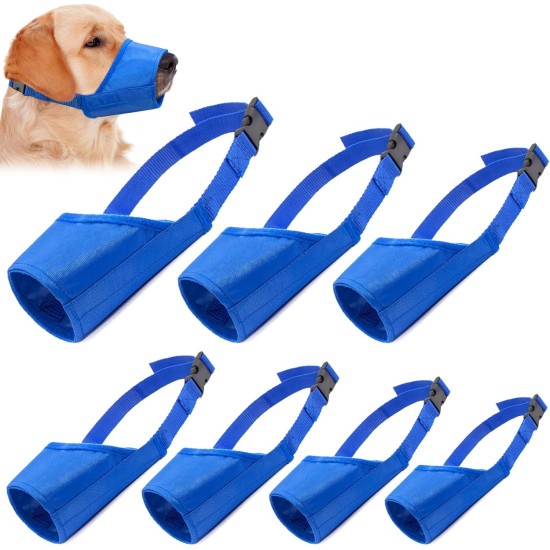 Coppthinktu Dog Muzzle for Dogs, 7 Pack for Biting Barking and Chewing Adjustable Dog Mouth Cover for Small Medium Large Dogs Soft Comfortable Long Snout Coppthinktu Dog Muzzle for Dogs, 7 Pack for Biting Barking and Chewing Adjustable Dog Mouth Cover for Small Medium Large Dogs Soft Comfortable Long Snout