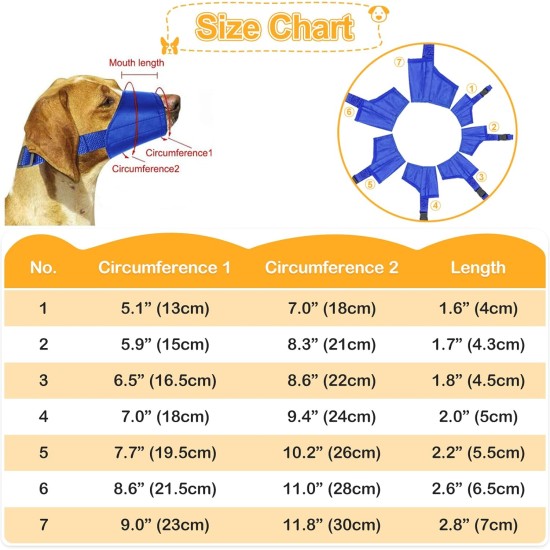 Coppthinktu Dog Muzzle for Dogs, 7 Pack for Biting Barking and Chewing Adjustable Dog Mouth Cover for Small Medium Large Dogs Soft Comfortable Long Snout Coppthinktu Dog Muzzle for Dogs, 7 Pack for Biting Barking and Chewing Adjustable Dog Mouth Cover for Small Medium Large Dogs Soft Comfortable Long Snout