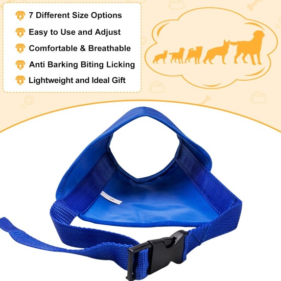 Coppthinktu Dog Muzzle for Dogs, 7 Pack for Biting Barking and Chewing Adjustable Dog Mouth Cover for Small Medium Large Dogs Soft Comfortable Long Snout Coppthinktu Dog Muzzle for Dogs, 7 Pack for Biting Barking and Chewing Adjustable Dog Mouth Cover for Small Medium Large Dogs Soft Comfortable Long Snout