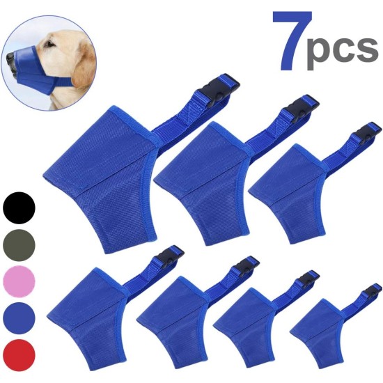Coppthinktu Dog Muzzle for Dogs, 7 Pack for Biting Barking and Chewing Adjustable Dog Mouth Cover for Small Medium Large Dogs Soft Comfortable Long Snout Coppthinktu Dog Muzzle for Dogs, 7 Pack for Biting Barking and Chewing Adjustable Dog Mouth Cover for Small Medium Large Dogs Soft Comfortable Long Snout