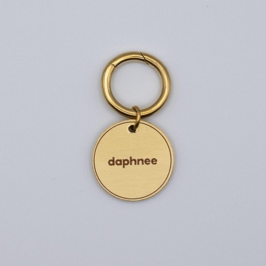 DAPHNEE ID TAG Brass Dog Tags with QR Code, Pet Online Profile, Scan the QR Instantly Receive a Pet Location Notification, Real Time Controllable via App ('daphne', L - 26 mm) DAPHNEE ID TAG Brass Dog Tags with QR Code, Pet Online Profile, Scan the QR Instantly Receive a Pet Location Notification, Real Time Controllable via App ('daphne', L - 26 mm)