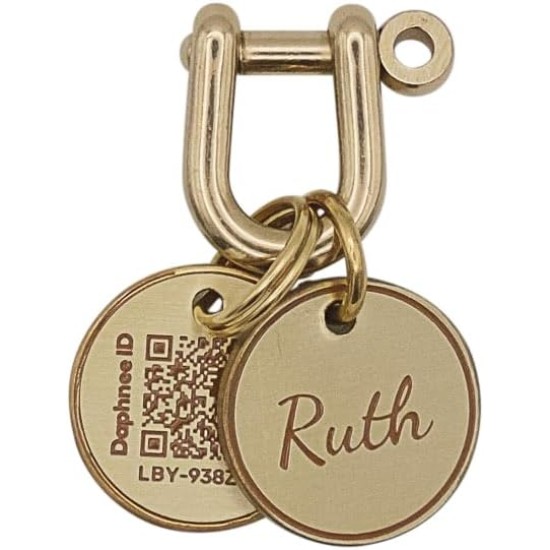DAPHNEE ID TAG Brass Dog Tags with QR Code, Pet Online Profile, Scan the QR Instantly Receive a Pet Location Notification, Real Time Controllable via App ('daphne', L - 26 mm) DAPHNEE ID TAG Brass Dog Tags with QR Code, Pet Online Profile, Scan the QR Instantly Receive a Pet Location Notification, Real Time Controllable via App ('daphne', L - 26 mm)