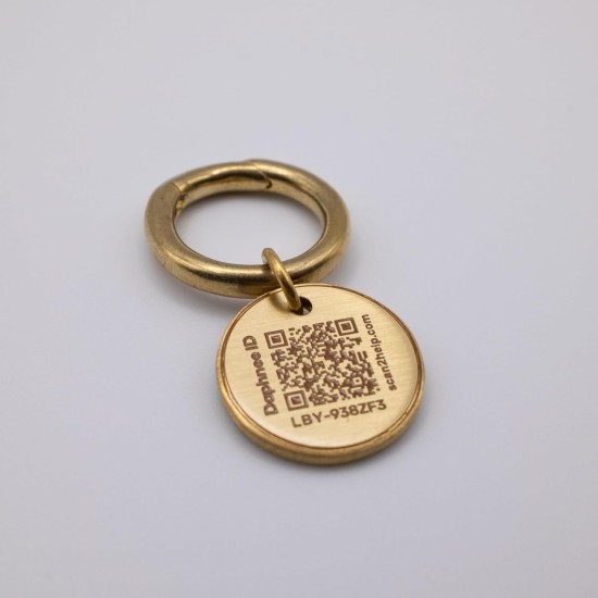 DAPHNEE ID TAG Brass Dog Tags with QR Code, Pet Online Profile, Scan the QR Instantly Receive a Pet Location Notification, Real Time Controllable via App ('daphne', L - 26 mm) DAPHNEE ID TAG Brass Dog Tags with QR Code, Pet Online Profile, Scan the QR Instantly Receive a Pet Location Notification, Real Time Controllable via App ('daphne', L - 26 mm)