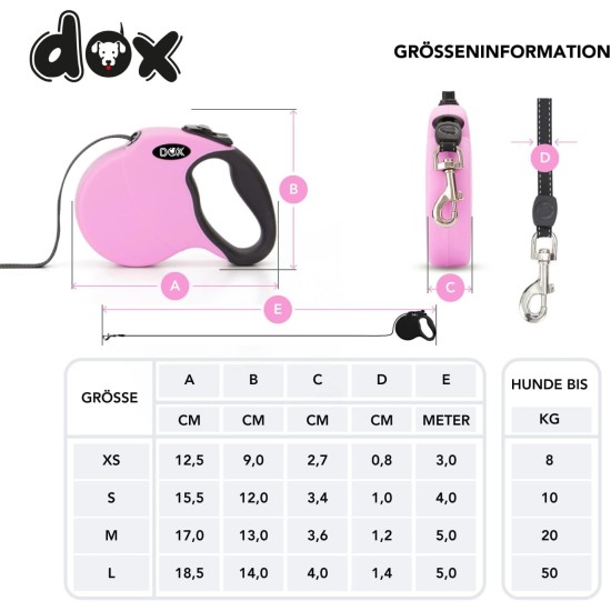 DDOXX Retractable Reflective Extendable Lead n Many Colours & Sizes for Small & Large Dogs DDOXX Retractable Reflective Extendable Lead n Many Colours & Sizes for Small & Large Dogs