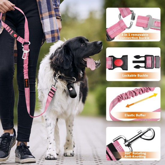 Detachable Dog Seat Belt Harness for Car, 3 in 1 Pet Dog Car Seat Belt, Retractable Restraint Secures to Vehicle Headrest and Adjustable Reflective Detachable Dog Seat Belt Harness for Car, 3 in 1 Pet Dog Car Seat Belt, Retractable Restraint Secures to Vehicle Headrest and Adjustable Reflective