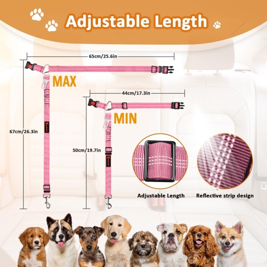 Detachable Dog Seat Belt Harness for Car, 3 in 1 Pet Dog Car Seat Belt, Retractable Restraint Secures to Vehicle Headrest and Adjustable Reflective Detachable Dog Seat Belt Harness for Car, 3 in 1 Pet Dog Car Seat Belt, Retractable Restraint Secures to Vehicle Headrest and Adjustable Reflective
