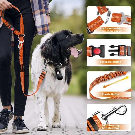 Detachable Dog Seat Belt Harness for Car, 3 in 1 Pet Dog Car Seat Belt, Retractable Restraint Secures to Vehicle Headrest and Adjustable Reflective Detachable Dog Seat Belt Harness for Car, 3 in 1 Pet Dog Car Seat Belt, Retractable Restraint Secures to Vehicle Headrest and Adjustable Reflective