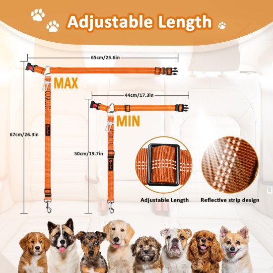 Detachable Dog Seat Belt Harness for Car, 3 in 1 Pet Dog Car Seat Belt, Retractable Restraint Secures to Vehicle Headrest and Adjustable Reflective Detachable Dog Seat Belt Harness for Car, 3 in 1 Pet Dog Car Seat Belt, Retractable Restraint Secures to Vehicle Headrest and Adjustable Reflective