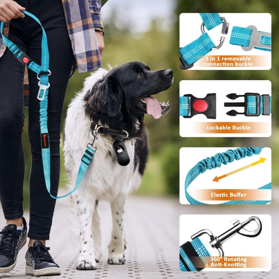 Detachable Dog Seat Belt Harness for Car, 3 in 1 Pet Dog Car Seat Belt, Retractable Restraint Secures to Vehicle Headrest and Adjustable Reflective Detachable Dog Seat Belt Harness for Car, 3 in 1 Pet Dog Car Seat Belt, Retractable Restraint Secures to Vehicle Headrest and Adjustable Reflective