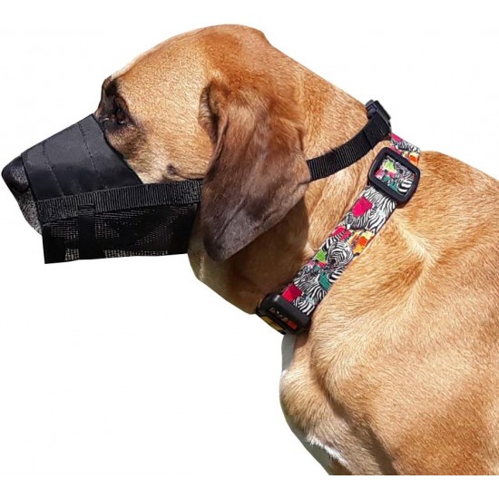 Dingo 16777-2 Soft Nylon Muzzle with Breathable Mesh Rottweiler Dog, Great Dane, German Shepherd, Short-Term Veterinarian Muzzle, Adjustable Neck Strap, Black Dingo 16777-2 Soft Nylon Muzzle with Breathable Mesh Rottweiler Dog, Great Dane, German Shepherd, Short-Term Veterinarian Muzzle, Adjustable Neck Strap, Black