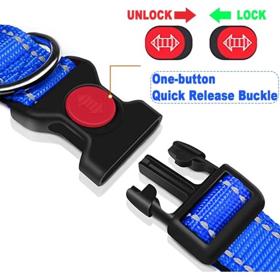 Dog Collar, Reflective Adjustable Basic Dog Collar with Soft Neoprene Padding, Durable Nylon Pet Collars for Puppies, Small Dogs Dog Collar, Reflective Adjustable Basic Dog Collar with Soft Neoprene Padding, Durable Nylon Pet Collars for Puppies, Small Dogs