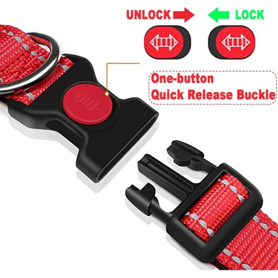 Dog Collar, Reflective Adjustable Basic Dog Collar with Soft Neoprene Padding, Durable Nylon Pet Collars for Puppies, Small Dogs Dog Collar, Reflective Adjustable Basic Dog Collar with Soft Neoprene Padding, Durable Nylon Pet Collars for Puppies, Small Dogs