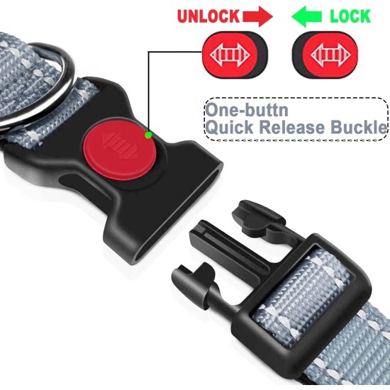 Dog Collar, Reflective Adjustable Basic Dog Collar with Soft Neoprene Padding, Durable Nylon Pet Collars for Puppies, Small Dogs Dog Collar, Reflective Adjustable Basic Dog Collar with Soft Neoprene Padding, Durable Nylon Pet Collars for Puppies, Small Dogs