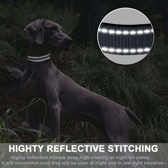 Dog Collar, Reflective Adjustable Basic Dog Collar with Soft Neoprene Padding, Durable Nylon Pet Collars for Puppies, Small Dogs Dog Collar, Reflective Adjustable Basic Dog Collar with Soft Neoprene Padding, Durable Nylon Pet Collars for Puppies, Small Dogs