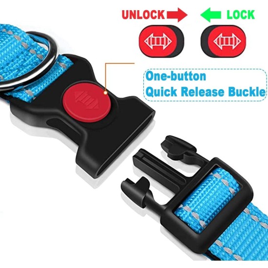 Dog Collar, Reflective Adjustable Basic Dog Collar with Soft Neoprene Padding, Durable Nylon Pet Collars for Puppies, Small Dogs Dog Collar, Reflective Adjustable Basic Dog Collar with Soft Neoprene Padding, Durable Nylon Pet Collars for Puppies, Small Dogs