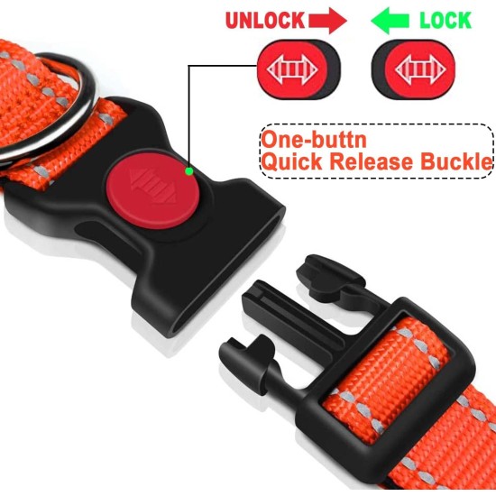 Dog Collar, Reflective Adjustable Basic Dog Collar with Soft Neoprene Padding, Durable Nylon Pet Collars for Puppies, Small Dogs Dog Collar, Reflective Adjustable Basic Dog Collar with Soft Neoprene Padding, Durable Nylon Pet Collars for Puppies, Small Dogs
